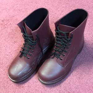 Red Rubber Combat Boots